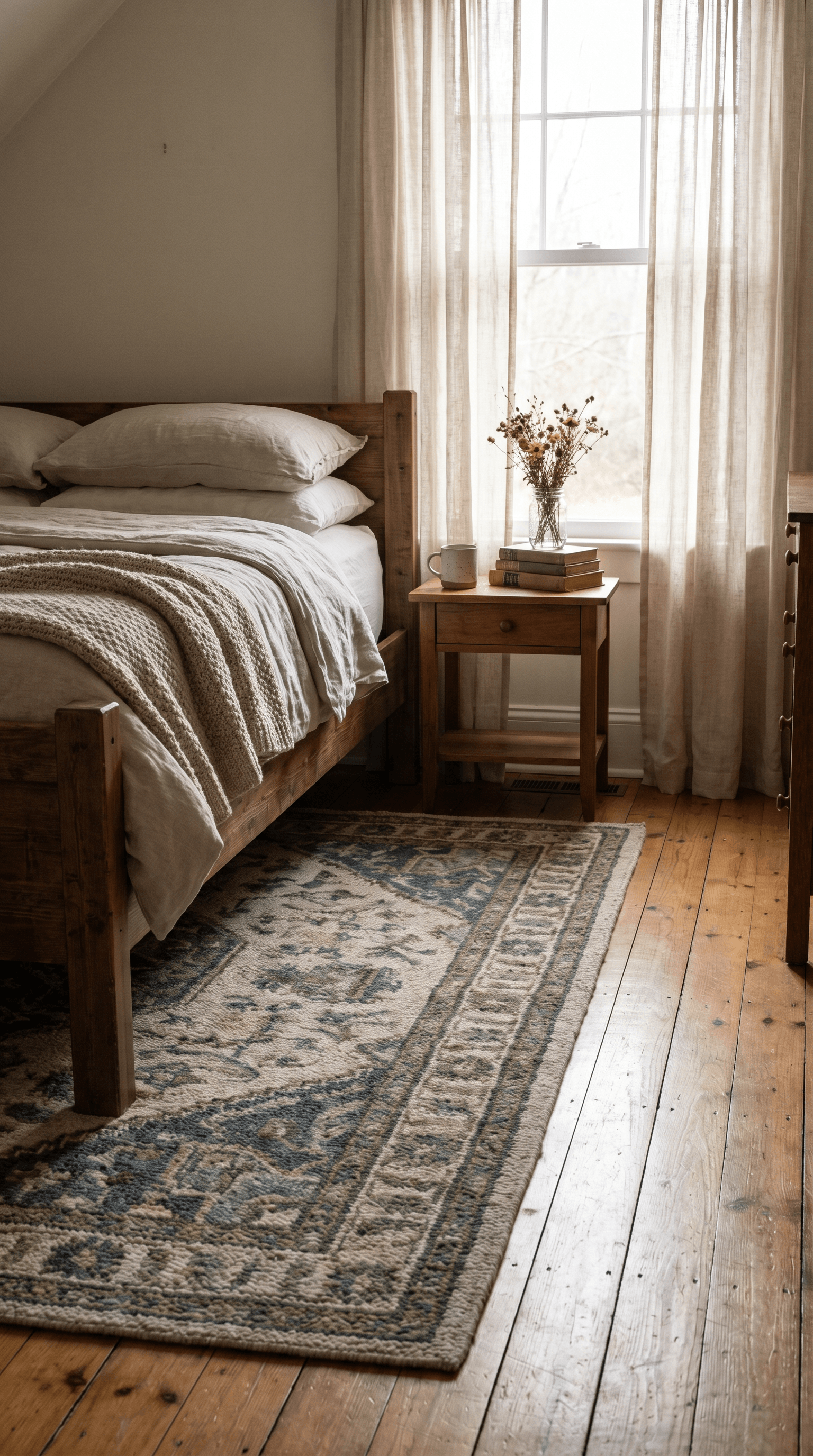 Soft Rugs Underfoot and Beside the Bed